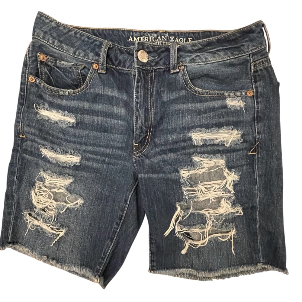American Eagle Outfitters Ripped Dark Blue Jean Shorts